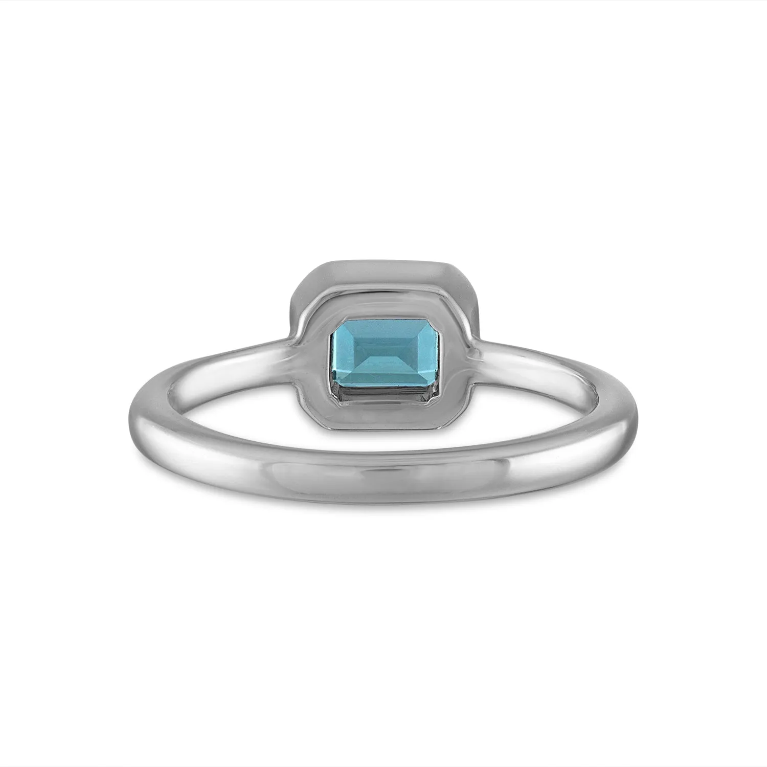 White Gold Blue Zircon Solitaire Ring