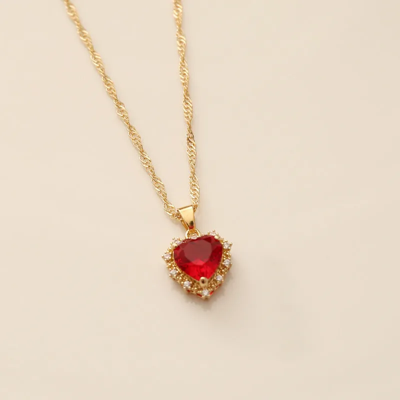 Women's Full Diamond Zircon Love Necklace