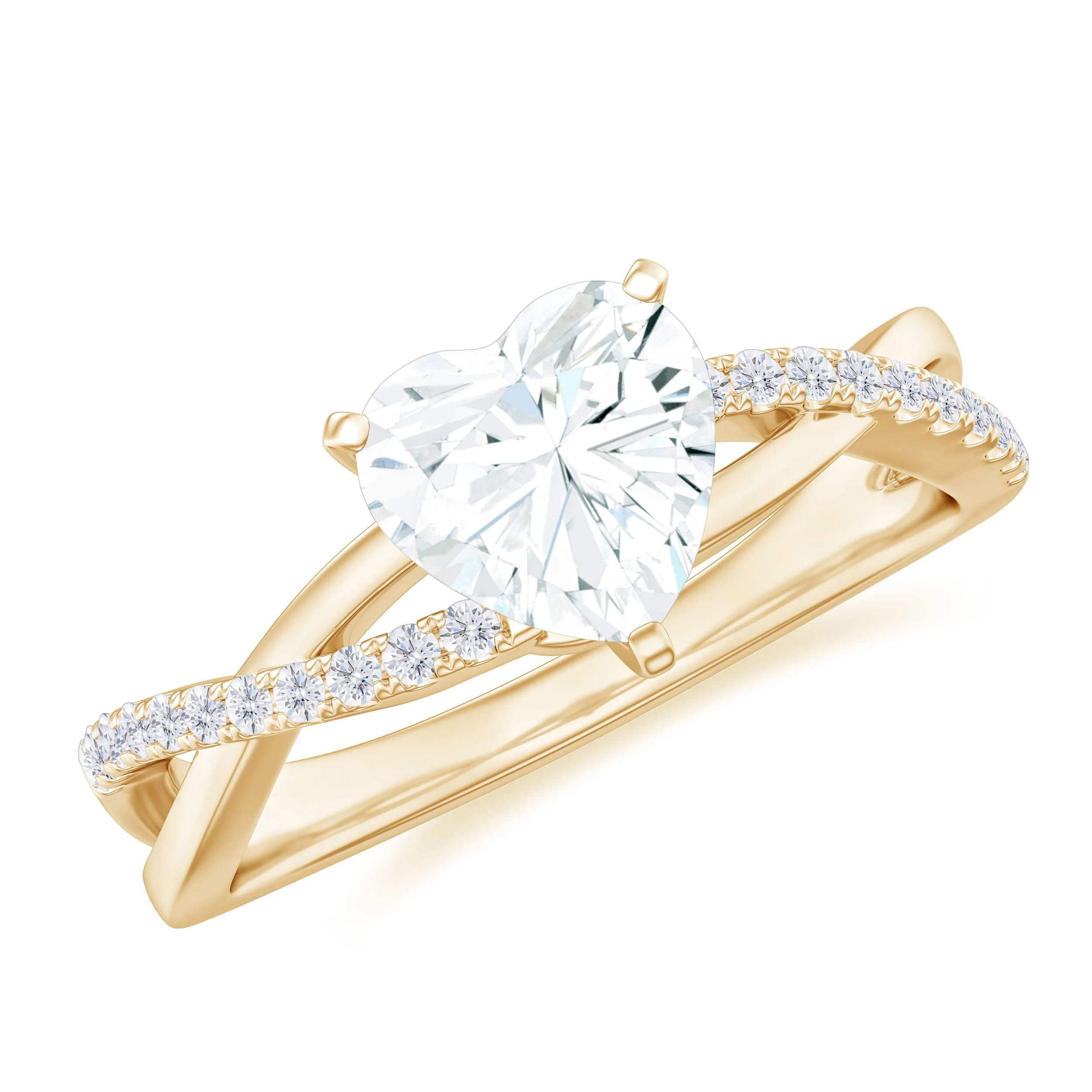 Zircon Crossover Solitaire Engagement Ring