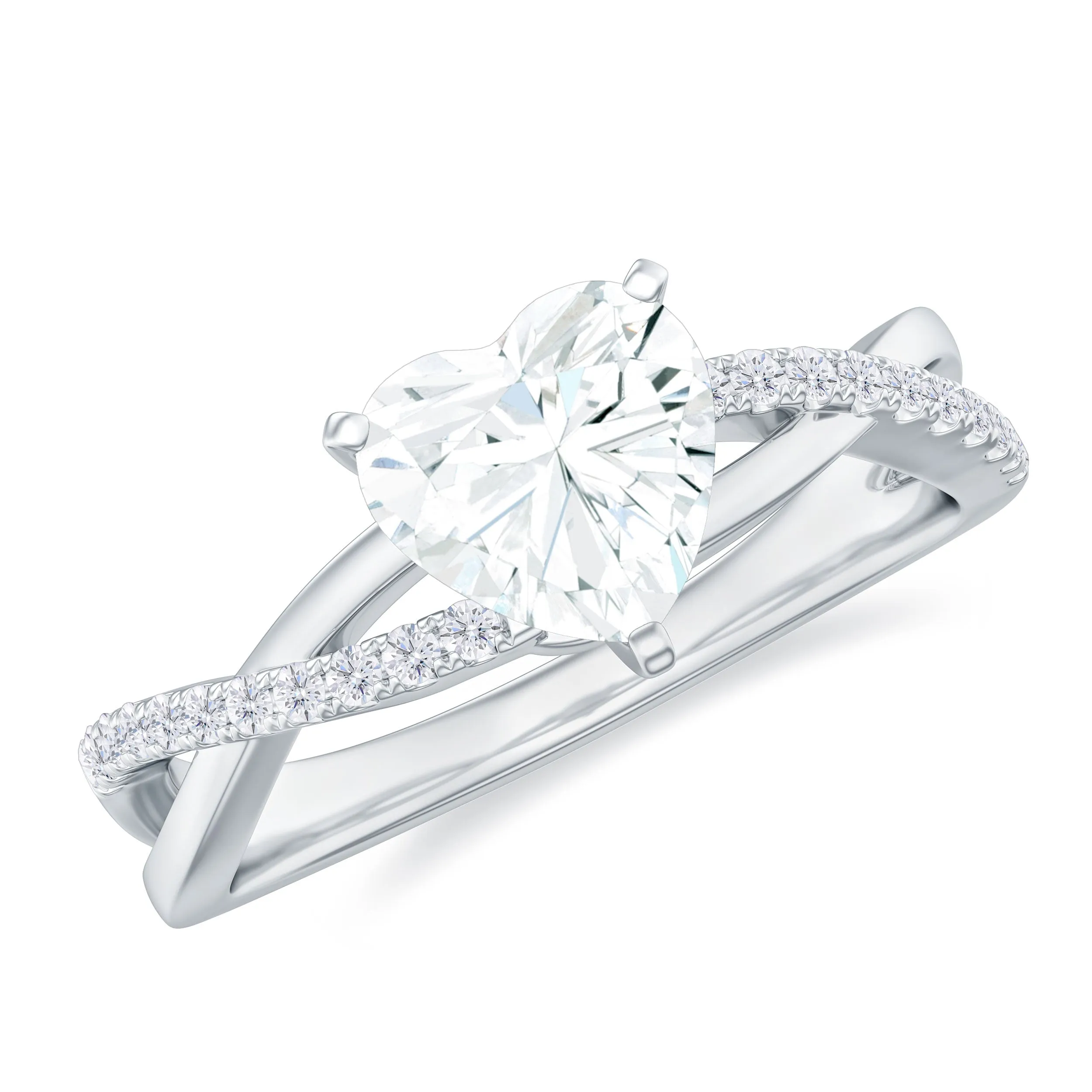 Zircon Crossover Solitaire Engagement Ring