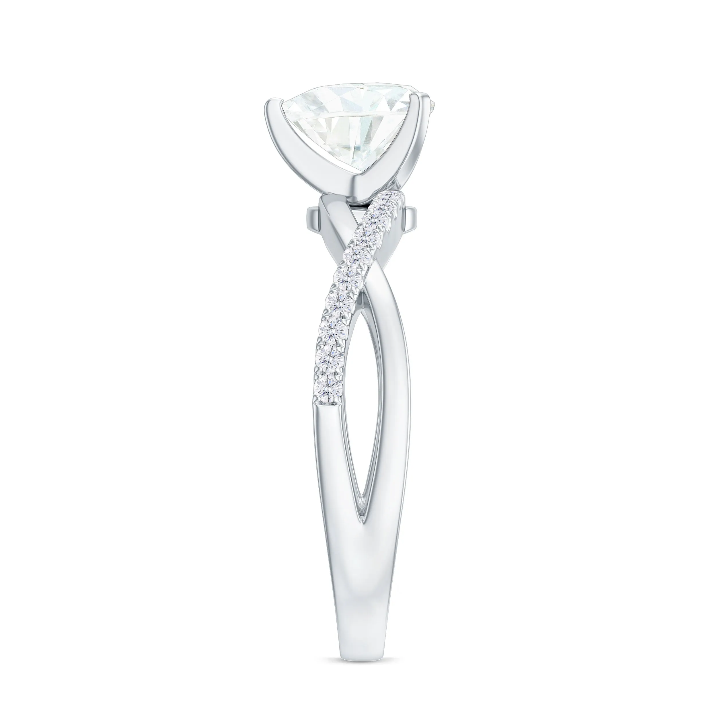 Zircon Crossover Solitaire Engagement Ring